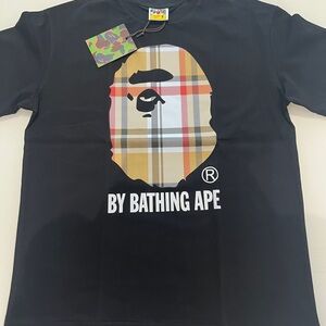 Bape Black T-Shirt with Plaid Graphic